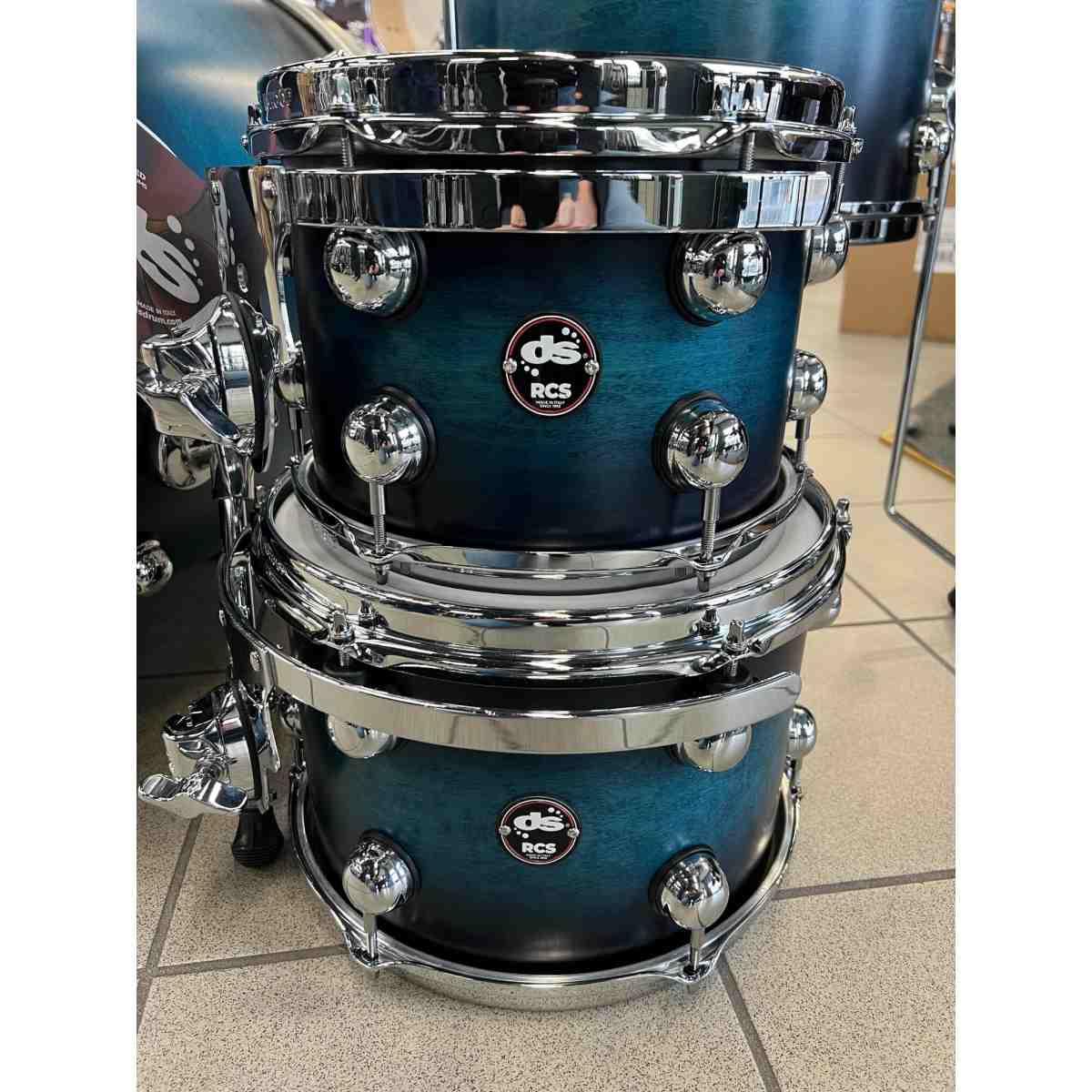DS DRUM RCS Rebel Custom Shop Kit Maple Shell 4 pz Black Burst Over Teal  22/10/12/16
