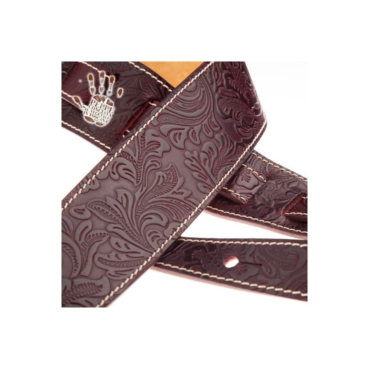 MAGRABO' HOLES HS EMBOSSED FLORES BORDEAUX  6cm TRACOLLA PER CHITARRA E BASSO