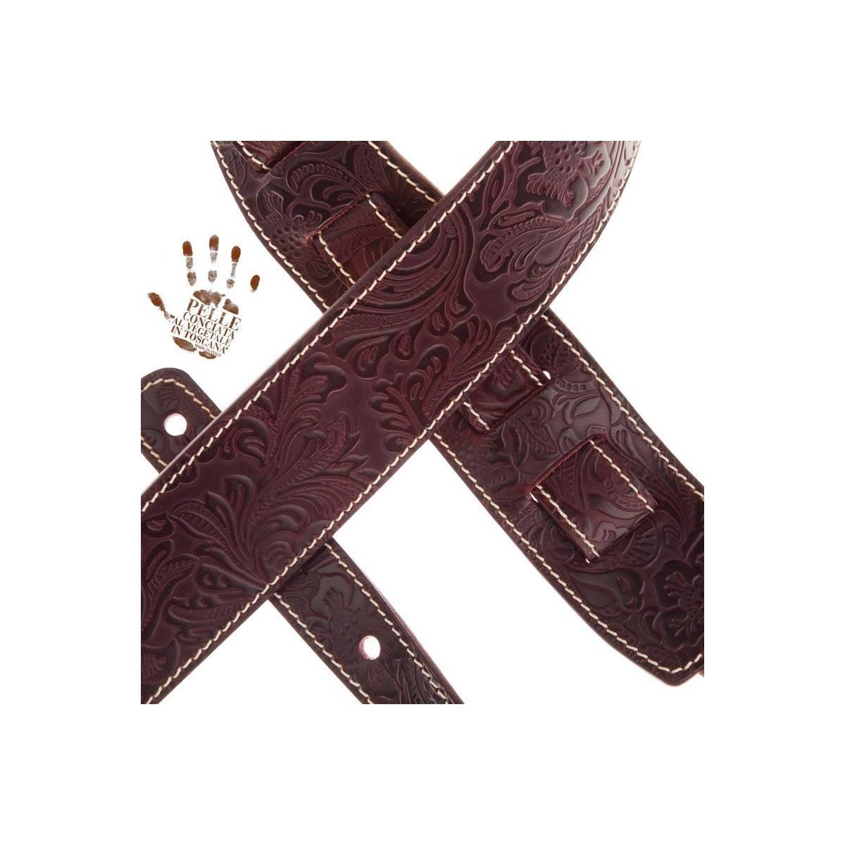 MAGRABO' HOLES HS EMBOSSED FLORES BORDEAUX  6cm TRACOLLA PER CHITARRA E BASSO