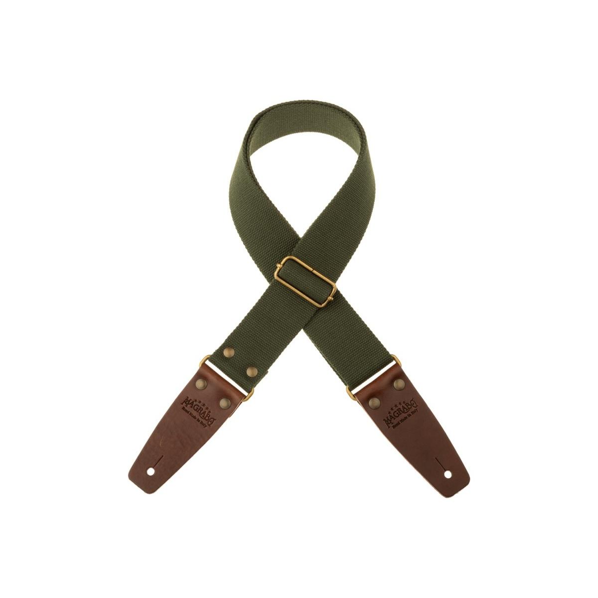 MAGRABO' Stripe SC Entry Dark Green 5 cm Terminals Brown Brass buckle