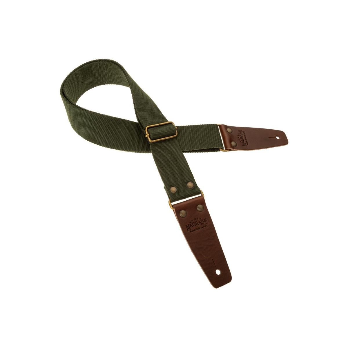 MAGRABO' Stripe SC Entry Dark Green 5 cm Terminals Brown Brass buckle