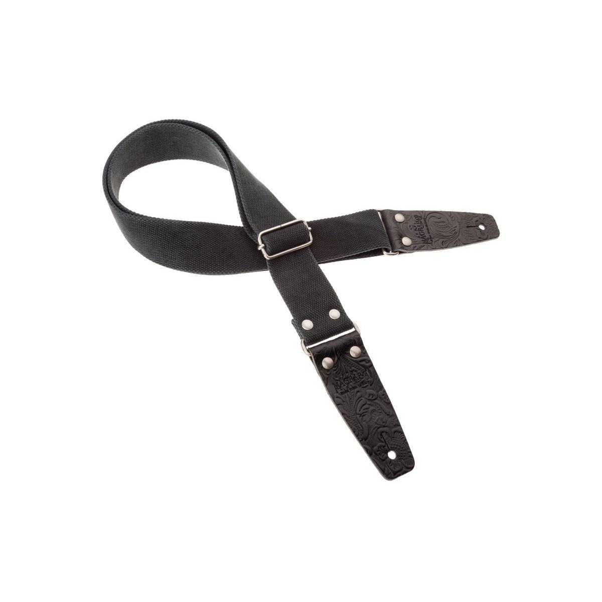 MAGRABO' Stripe Sc Entry Olded Black 5 Cm Terminali Embossed Flores Black Silver Buckle
