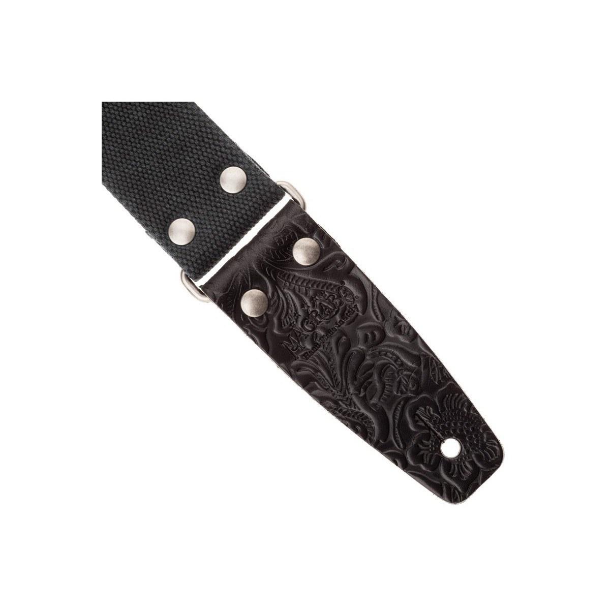 MAGRABO' Stripe Sc Entry Olded Black 5 Cm Terminali Embossed Flores Black Silver Buckle