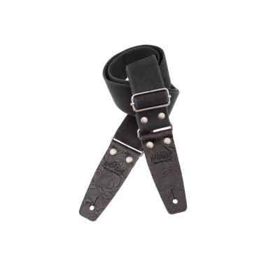 MAGRABO' Stripe Sc Entry Olded Black 5 Cm Terminali Embossed Flores Black Silver Buckle