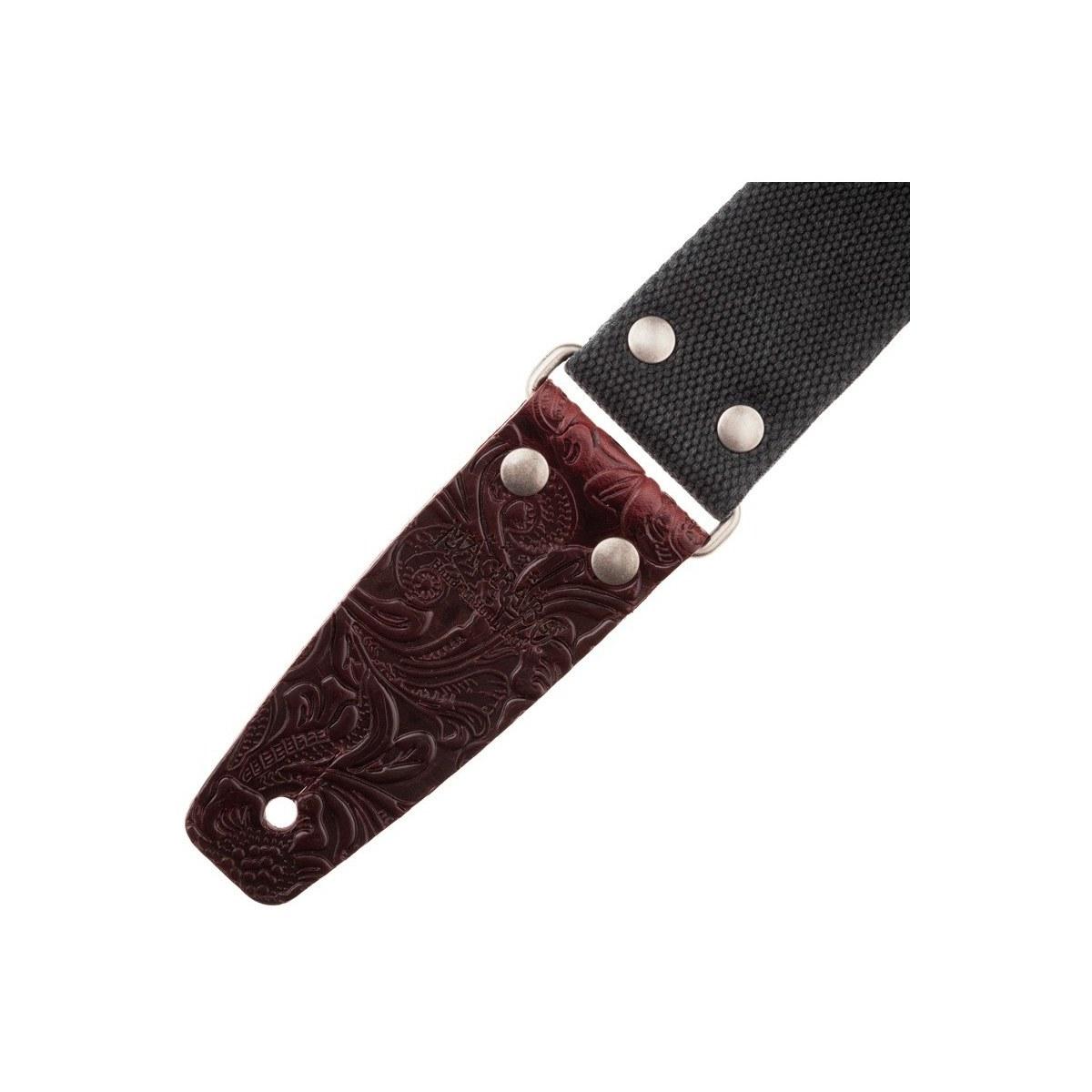MAGRABO' Stripe Sc Entry Olded Black 5 Cm Terminali Embossed Flores Bordeaux Silver Buckle