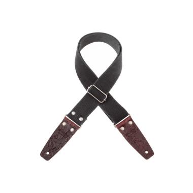 MAGRABO' Stripe Sc Entry Olded Black 5 Cm Terminali Embossed Flores Bordeaux Silver Buckle