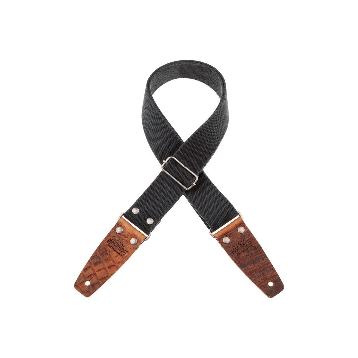 MAGRABO' Stripe Sc Entry Olded Black 5 Cm Terminali Embossed Cocco Pros Brown Silver Buckle