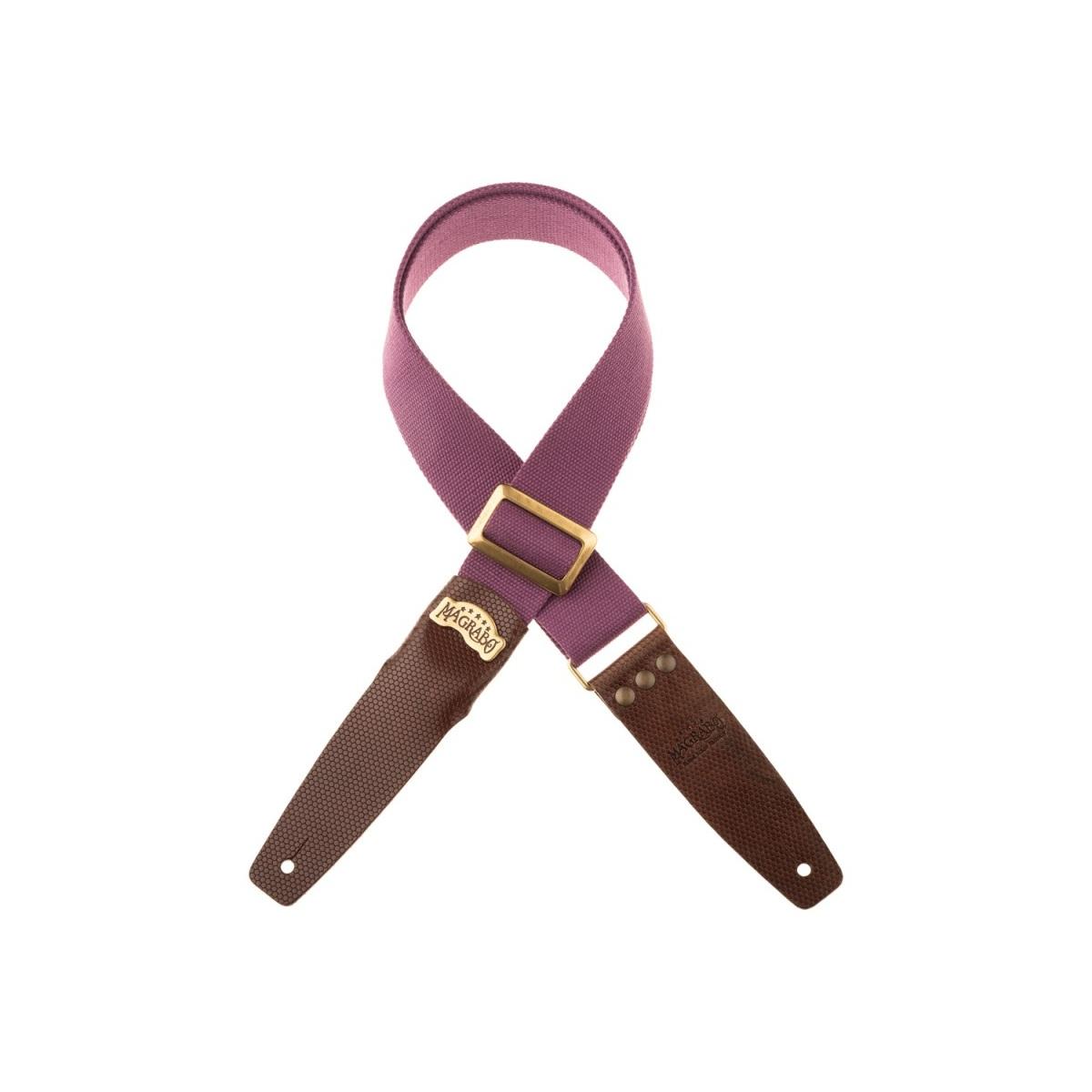 MAGRABO' Stripe SC Cotton Plum 5 cm Terminals Twinkle Dark Brown, Recta Brass Buckle