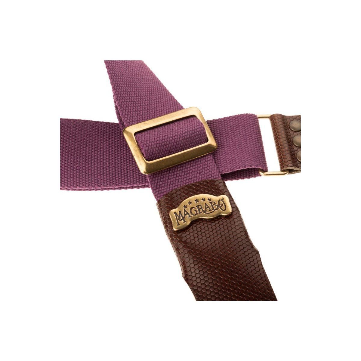 MAGRABO' Stripe SC Cotton Plum 5 cm Terminals Twinkle Dark Brown, Recta Brass Buckle