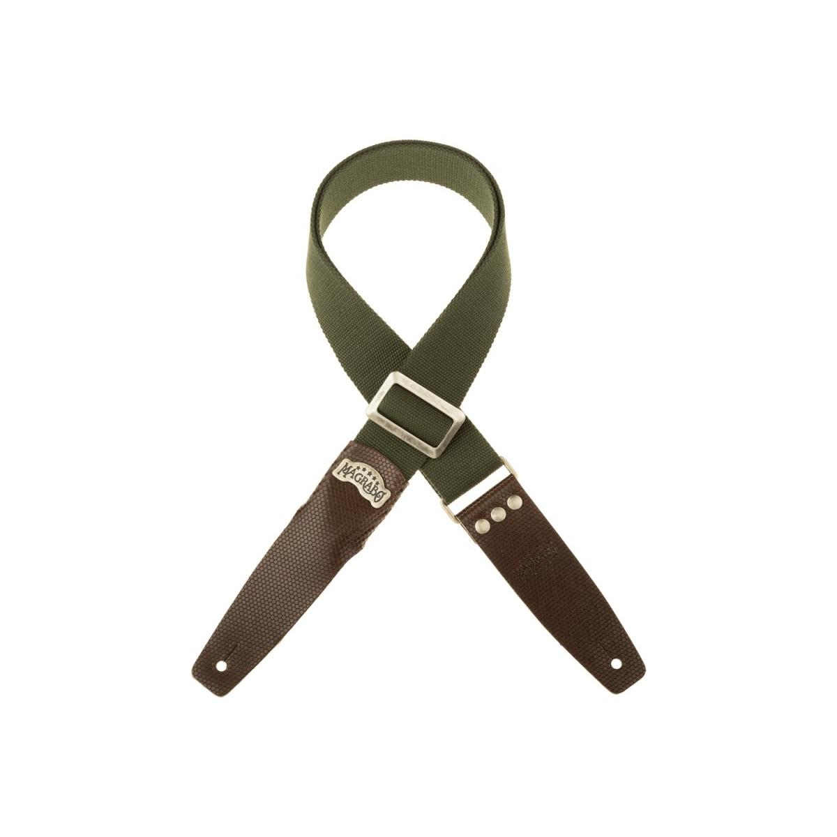 MAGRABO' Stripe SC Cotton Verde 5 cm terminali Twinkle Marrone Scuro, fibbia Recta Ottone