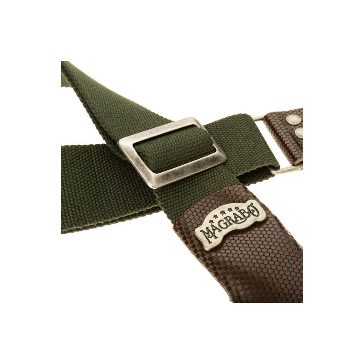 MAGRABO' Stripe SC Cotton Verde 5 cm terminali Twinkle Marrone Scuro, fibbia Recta Ottone