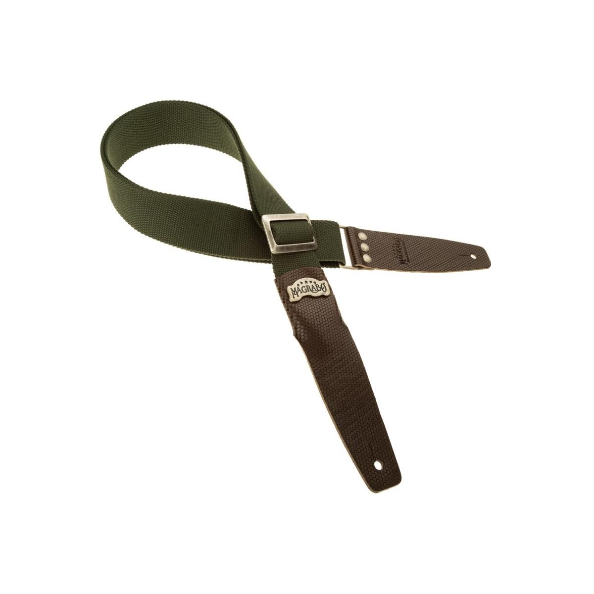 MAGRABO' Stripe SC Cotton Verde 5 cm terminali Twinkle Marrone Scuro, fibbia Recta Ottone