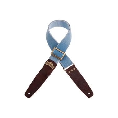 MAGRABO' Stripe SC Cotton Washed Celeste 5 cm terminali Twinkle Marrone Scuro, fibbia Recta Ottone