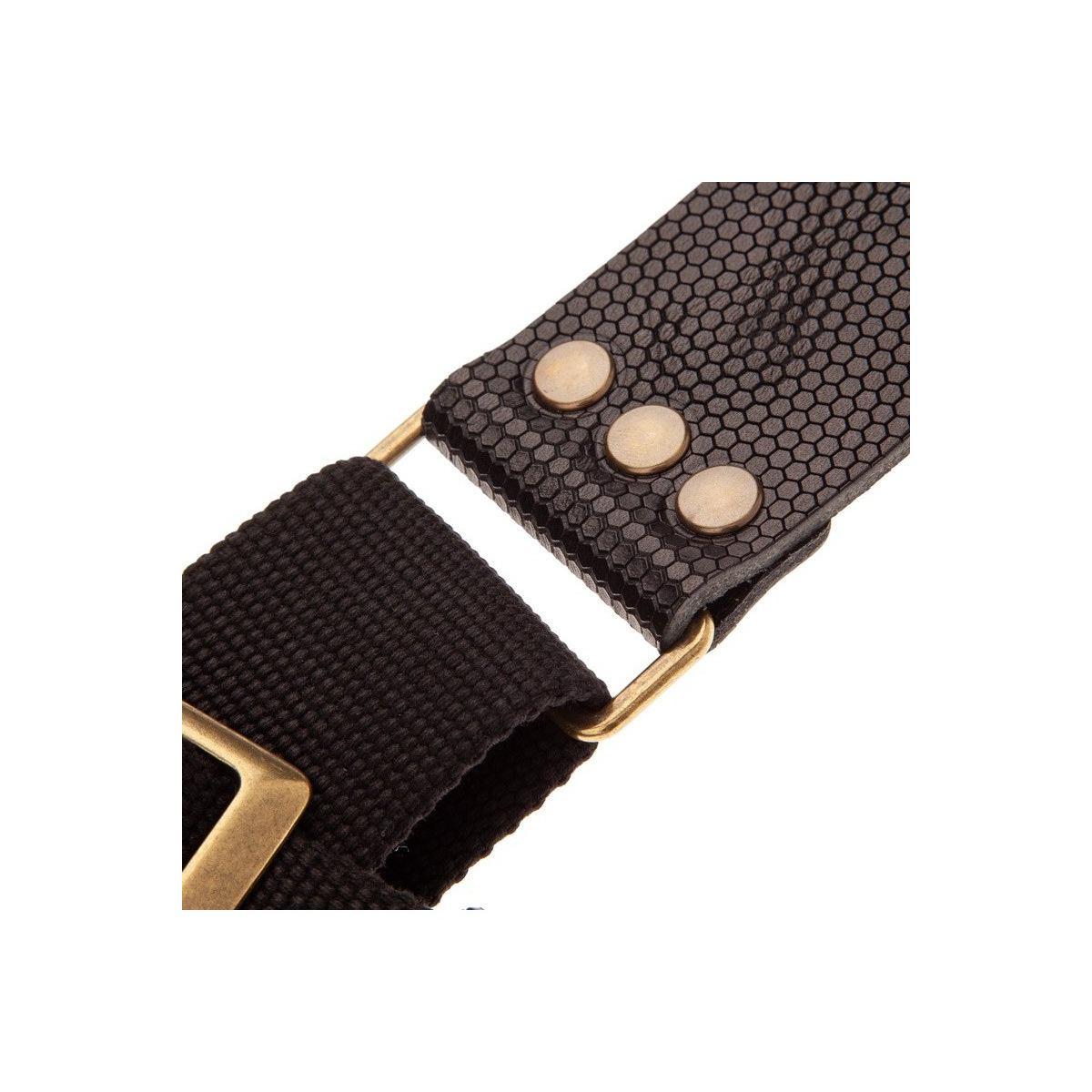 MAGRABO' Stripe SC Cotton Washed Ocra 5 cm terminali Twinkle Marrone Scuro, fibbia Recta Ottone