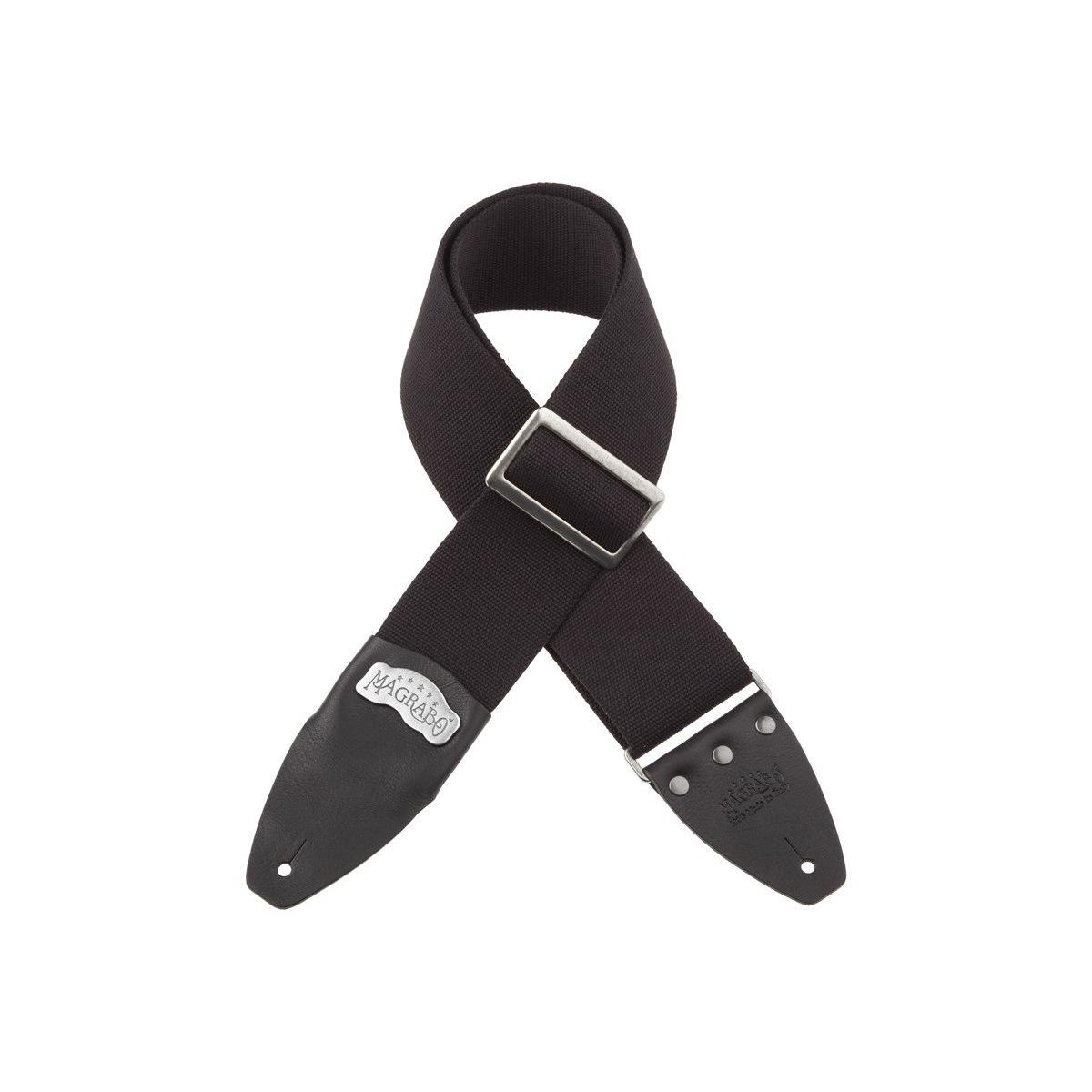 MAGRABO' Stripe SC Cotton Nero 8 cm terminali Core Nero, fibbia Recta Argento