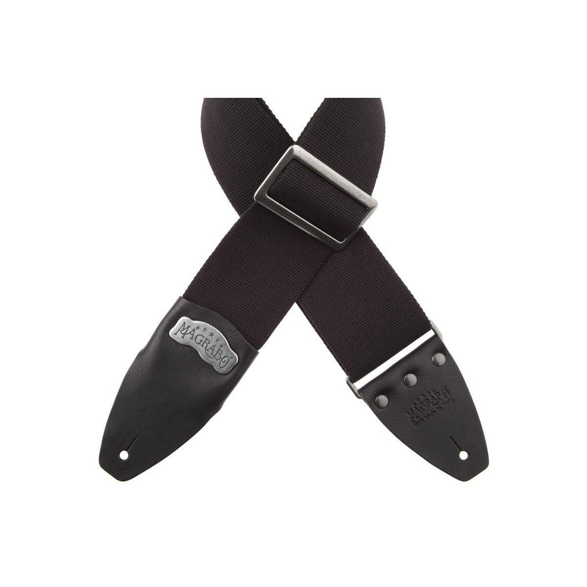MAGRABO' Stripe SC Cotton Nero 8 cm terminali Core Nero, fibbia Recta Argento