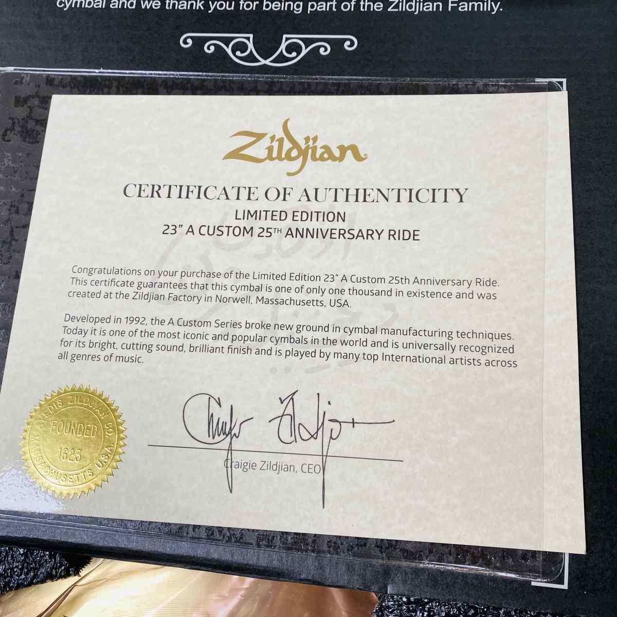 Zildjian A Custom 25TH Anniversary Limited Edition 23" Ride -USATO GARANTITO