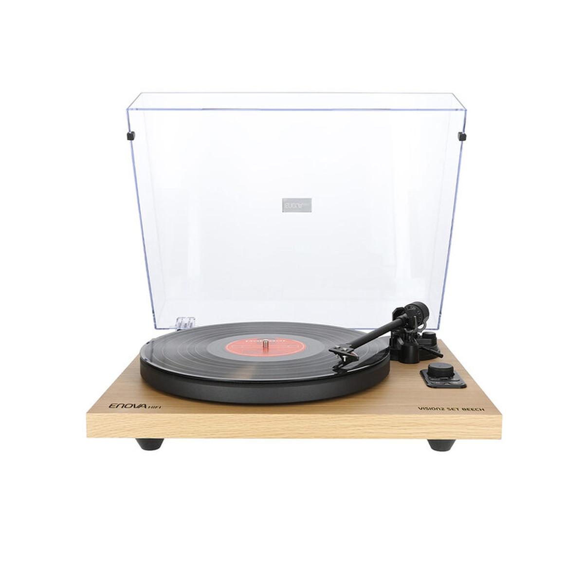 SOGRETRONIC VISION2 SET Giradischi Hi-Fi con ricevitore USB/Bluetooth, 2 altoparlanti passivi da 35 W RMS finitura in faggio