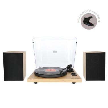 SOGRETRONIC VISION2 SET Giradischi Hi-Fi con ricevitore USB/Bluetooth, 2 altoparlanti passivi da 35 W RMS finitura in faggio