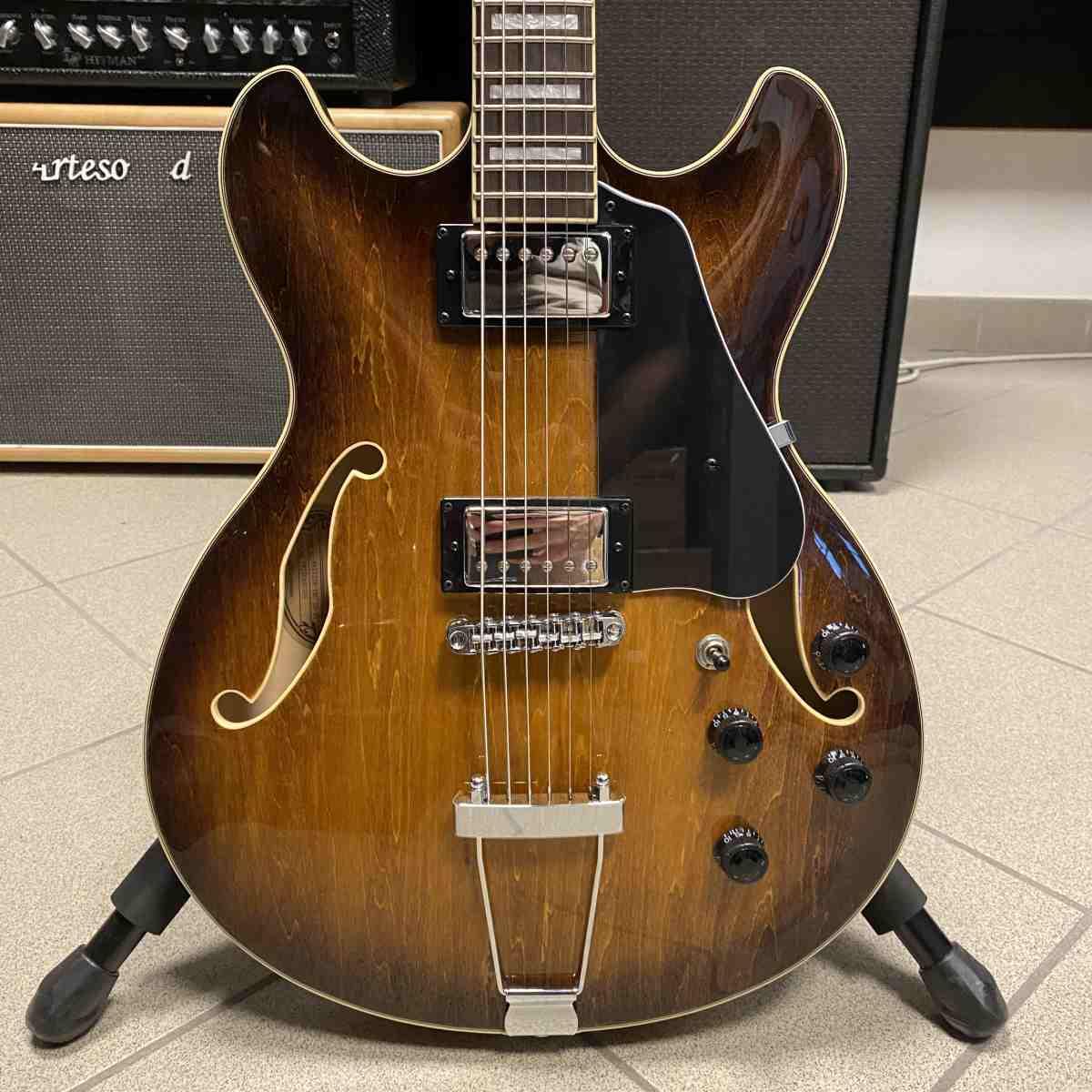 Ibanez as7328tbc tobacco brown chitarra semiacustica baritona - expo guitar show