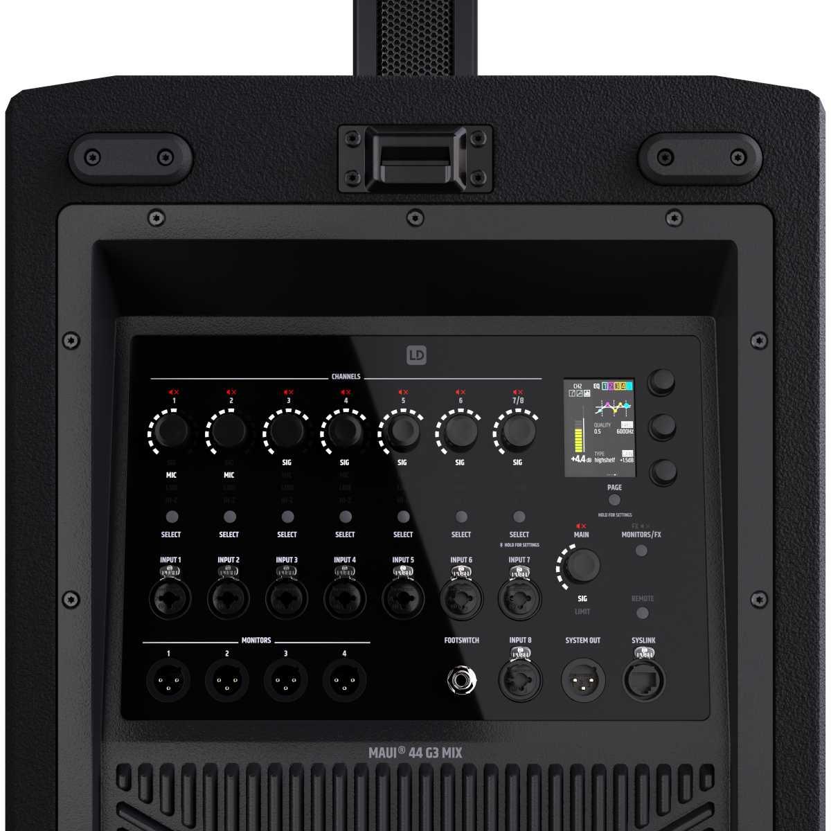 LD SYSTEMS MAUI 44 G3 MIX  Sistema PA a Colonna Attivo a 4 Vie da 3600 W con Mixer Digitale a 8 Canali