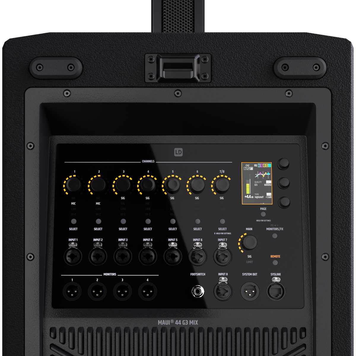 LD SYSTEMS MAUI 44 G3 MIX  Sistema PA a Colonna Attivo a 4 Vie da 3600 W con Mixer Digitale a 8 Canali