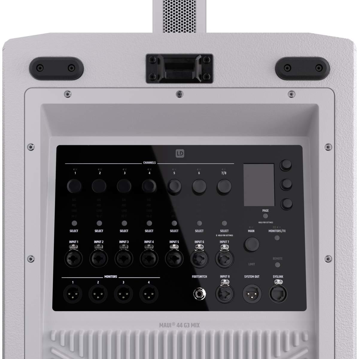 LD SYSTEMS MAUI 44 G3 MIX White  Sistema PA a Colonna Attivo a 4 Vie da 3600 W con Mixer Digitale a 8 Canali