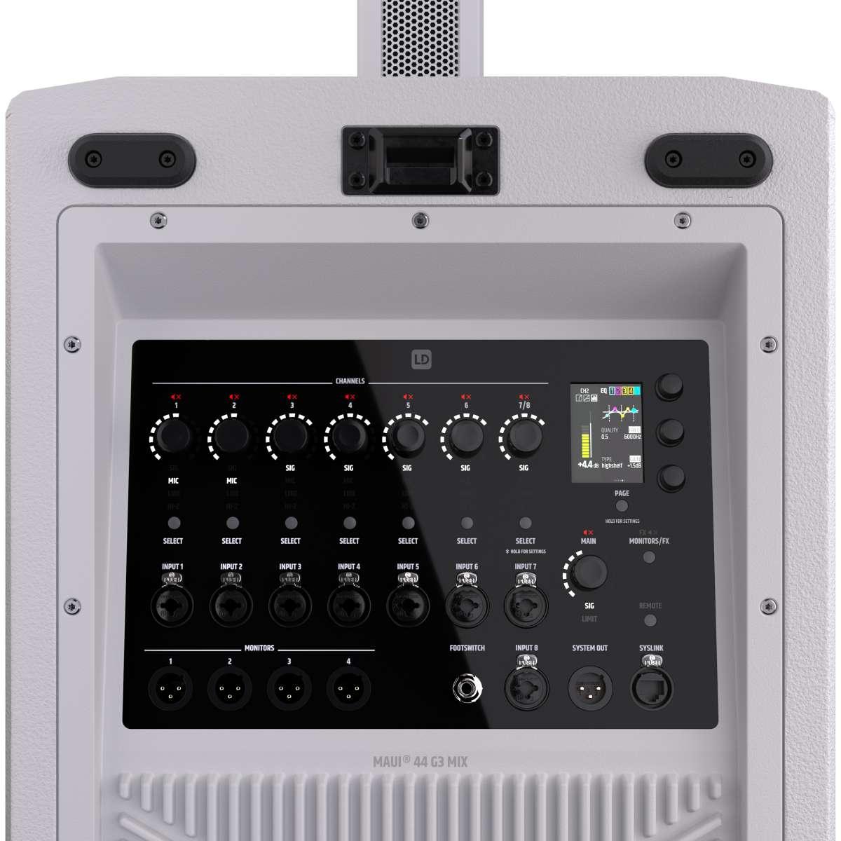LD SYSTEMS MAUI 44 G3 MIX White  Sistema PA a Colonna Attivo a 4 Vie da 3600 W con Mixer Digitale a 8 Canali