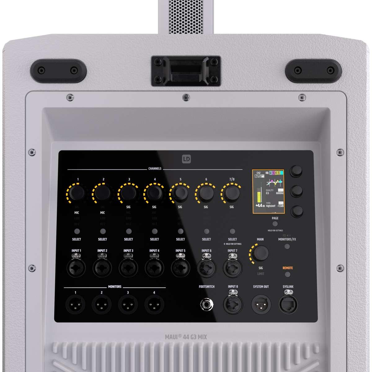 LD SYSTEMS MAUI 44 G3 MIX White  Sistema PA a Colonna Attivo a 4 Vie da 3600 W con Mixer Digitale a 8 Canali