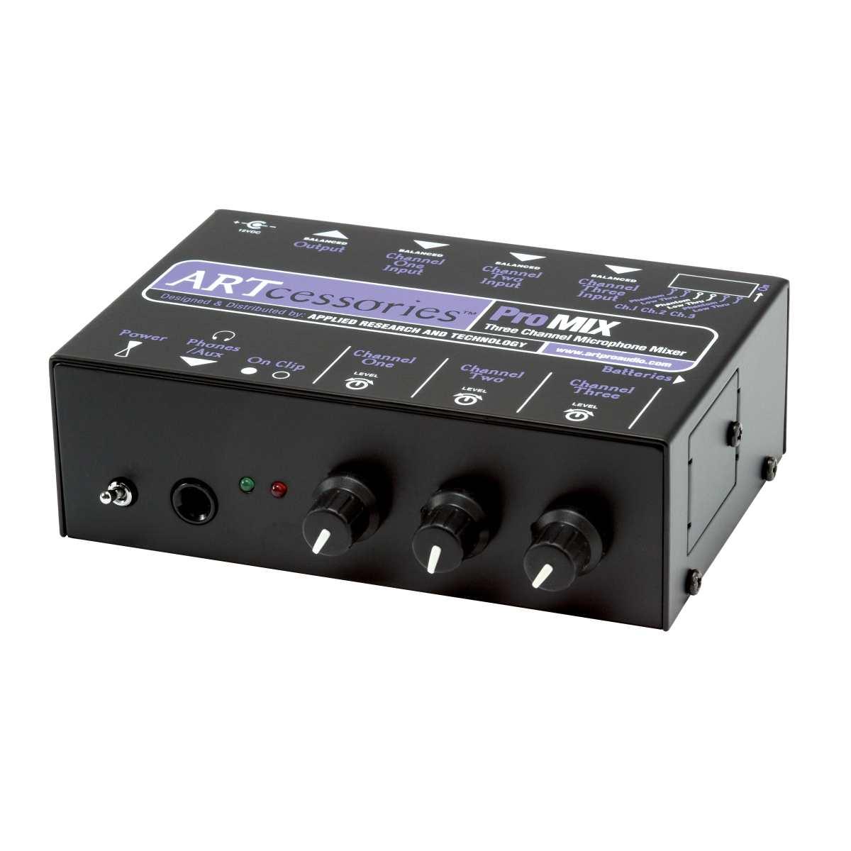 ART ProMIX Mini Mixer 3 Canali con Alimentazione a Batteria o Rete