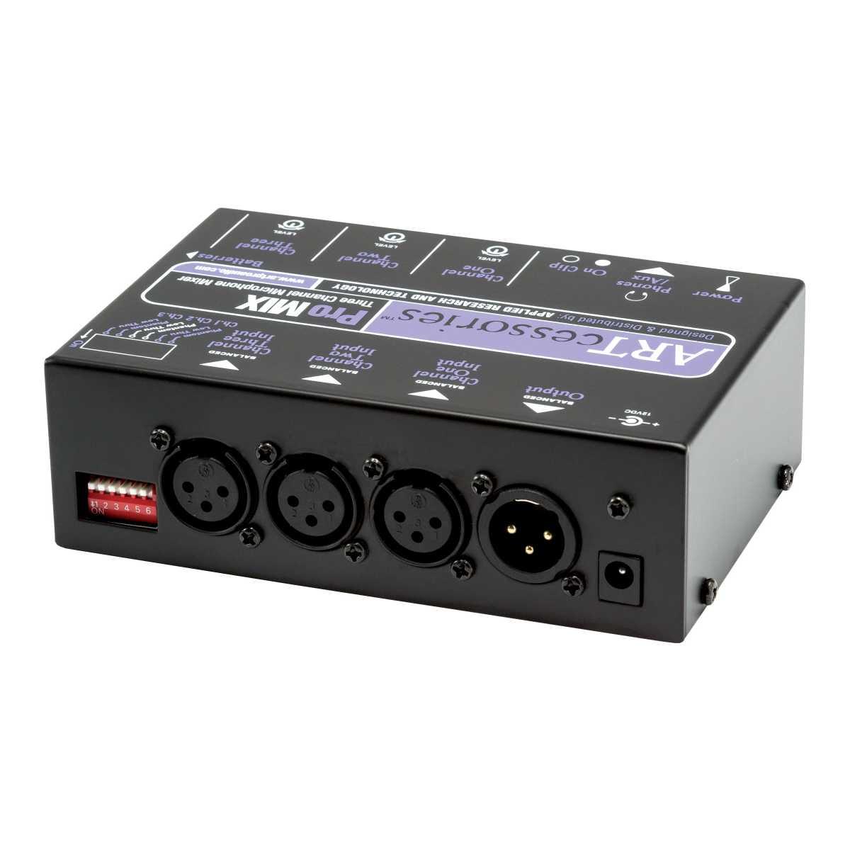 ART ProMIX Mini Mixer 3 Canali con Alimentazione a Batteria o Rete