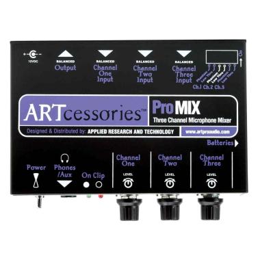 ART ProMIX Mini Mixer 3 Canali con Alimentazione a Batteria o Rete